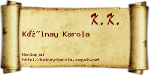 Kálnay Karola névjegykártya